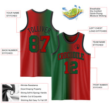 Laden Sie das Bild in den Galerie-Viewer, Custom Red Kelly Green-Black Authentic Gradient Fashion Basketball Jersey