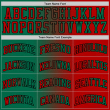 Laden Sie das Bild in den Galerie-Viewer, Custom Red Kelly Green-Black Authentic Gradient Fashion Basketball Jersey