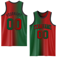 Laden Sie das Bild in den Galerie-Viewer, Custom Red Kelly Green-Black Authentic Gradient Fashion Basketball Jersey