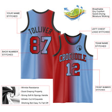 Laden Sie das Bild in den Galerie-Viewer, Custom Light Blue Red-Black Authentic Gradient Fashion Basketball Jersey