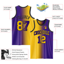 Charger l'image dans la galerie, Custom Purple Yellow-Black Authentic Gradient Fashion Basketball Jersey