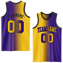 Charger l'image dans la galerie, Custom Purple Yellow-Black Authentic Gradient Fashion Basketball Jersey