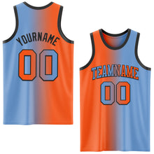 Laden Sie das Bild in den Galerie-Viewer, Custom Light Blue Orange-Black Authentic Gradient Fashion Basketball Jersey