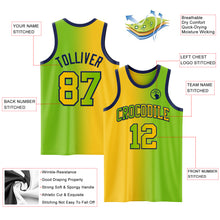 Laden Sie das Bild in den Galerie-Viewer, Custom Neon Green Yellow-Navy Authentic Gradient Fashion Basketball Jersey