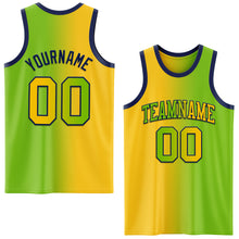 Laden Sie das Bild in den Galerie-Viewer, Custom Neon Green Yellow-Navy Authentic Gradient Fashion Basketball Jersey