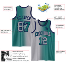 Загрузить изображение в средство просмотра галереи, Custom Teal Gray-Navy Authentic Gradient Fashion Basketball Jersey