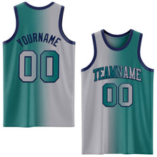 Загрузить изображение в средство просмотра галереи, Custom Teal Gray-Navy Authentic Gradient Fashion Basketball Jersey