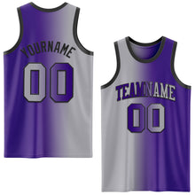 Charger l'image dans la galerie, Custom Purple Gray-Black Authentic Gradient Fashion Basketball Jersey