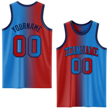 Загрузить изображение в средство просмотра галереи, Custom Powder Blue Red-Navy Authentic Gradient Fashion Basketball Jersey