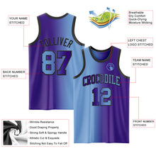 Charger l'image dans la galerie, Custom Purple Light Blue-Black Authentic Gradient Fashion Basketball Jersey
