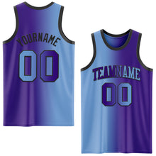 Charger l'image dans la galerie, Custom Purple Light Blue-Black Authentic Gradient Fashion Basketball Jersey