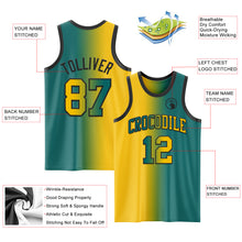 Загрузить изображение в средство просмотра галереи, Custom Teal Yellow-Black Authentic Gradient Fashion Basketball Jersey