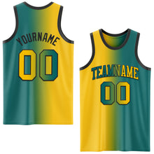 Загрузить изображение в средство просмотра галереи, Custom Teal Yellow-Black Authentic Gradient Fashion Basketball Jersey