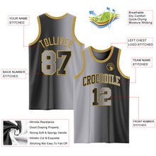 Laden Sie das Bild in den Galerie-Viewer, Custom Black Gray-Old Gold Authentic Gradient Fashion Basketball Jersey