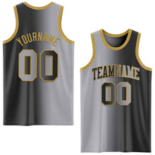 Laden Sie das Bild in den Galerie-Viewer, Custom Black Gray-Old Gold Authentic Gradient Fashion Basketball Jersey