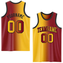Загрузить изображение в средство просмотра галереи, Custom Maroon Gold-Black Authentic Gradient Fashion Basketball Jersey