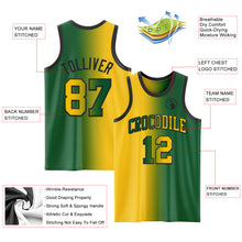 Laden Sie das Bild in den Galerie-Viewer, Custom Kelly Green Yellow-Black Authentic Gradient Fashion Basketball Jersey