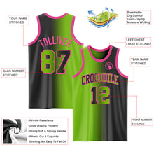 Laden Sie das Bild in den Galerie-Viewer, Custom Black Neon Green-Pink Authentic Gradient Fashion Basketball Jersey
