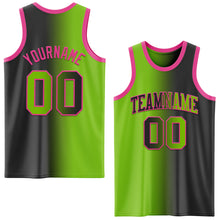 Laden Sie das Bild in den Galerie-Viewer, Custom Black Neon Green-Pink Authentic Gradient Fashion Basketball Jersey