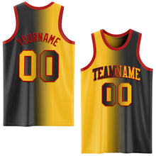 Laden Sie das Bild in den Galerie-Viewer, Custom Black Gold-Red Authentic Gradient Fashion Basketball Jersey