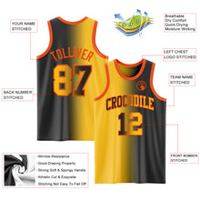 Laden Sie das Bild in den Galerie-Viewer, Custom Black Gold-Orange Authentic Gradient Fashion Basketball Jersey