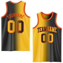 Laden Sie das Bild in den Galerie-Viewer, Custom Black Gold-Orange Authentic Gradient Fashion Basketball Jersey