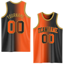 Laden Sie das Bild in den Galerie-Viewer, Custom Black Orange-Old Gold Authentic Gradient Fashion Basketball Jersey