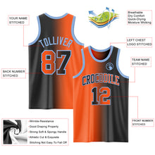 Laden Sie das Bild in den Galerie-Viewer, Custom Black Orange-Light Blue Authentic Gradient Fashion Basketball Jersey