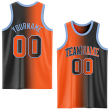Laden Sie das Bild in den Galerie-Viewer, Custom Black Orange-Light Blue Authentic Gradient Fashion Basketball Jersey