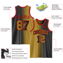 Laden Sie das Bild in den Galerie-Viewer, Custom Black Old Gold-Red Authentic Gradient Fashion Basketball Jersey