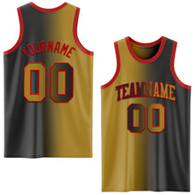 Laden Sie das Bild in den Galerie-Viewer, Custom Black Old Gold-Red Authentic Gradient Fashion Basketball Jersey