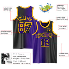 Laden Sie das Bild in den Galerie-Viewer, Custom Black Purple-Gold Authentic Gradient Fashion Basketball Jersey