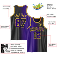 Laden Sie das Bild in den Galerie-Viewer, Custom Black Purple-Old Gold Authentic Gradient Fashion Basketball Jersey