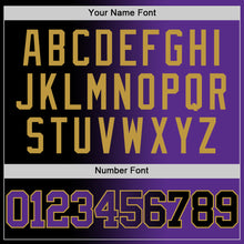 Laden Sie das Bild in den Galerie-Viewer, Custom Black Purple-Old Gold Authentic Gradient Fashion Basketball Jersey