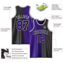 Laden Sie das Bild in den Galerie-Viewer, Custom Black Purple-Gray Authentic Gradient Fashion Basketball Jersey