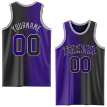 Laden Sie das Bild in den Galerie-Viewer, Custom Black Purple-Gray Authentic Gradient Fashion Basketball Jersey
