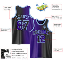 Laden Sie das Bild in den Galerie-Viewer, Custom Black Purple-Light Blue Authentic Gradient Fashion Basketball Jersey