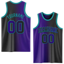 Laden Sie das Bild in den Galerie-Viewer, Custom Black Purple-Teal Authentic Gradient Fashion Basketball Jersey