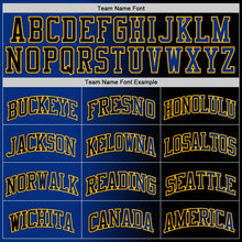 Laden Sie das Bild in den Galerie-Viewer, Custom Black Royal-Gold Authentic Gradient Fashion Basketball Jersey