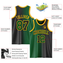 Laden Sie das Bild in den Galerie-Viewer, Custom Black Kelly Green-Gold Authentic Gradient Fashion Basketball Jersey