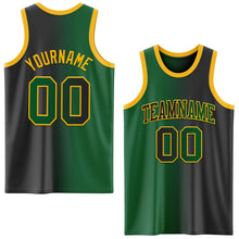 Laden Sie das Bild in den Galerie-Viewer, Custom Black Kelly Green-Gold Authentic Gradient Fashion Basketball Jersey