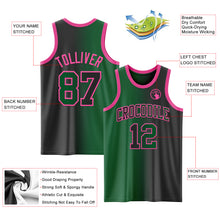 Laden Sie das Bild in den Galerie-Viewer, Custom Black Kelly Green-Pink Authentic Gradient Fashion Basketball Jersey
