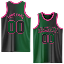 Laden Sie das Bild in den Galerie-Viewer, Custom Black Kelly Green-Pink Authentic Gradient Fashion Basketball Jersey