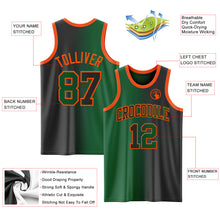 Laden Sie das Bild in den Galerie-Viewer, Custom Black Kelly Green-Orange Authentic Gradient Fashion Basketball Jersey