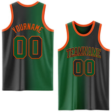 Laden Sie das Bild in den Galerie-Viewer, Custom Black Kelly Green-Orange Authentic Gradient Fashion Basketball Jersey