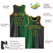 Laden Sie das Bild in den Galerie-Viewer, Custom Black Kelly Green-Old Gold Authentic Gradient Fashion Basketball Jersey
