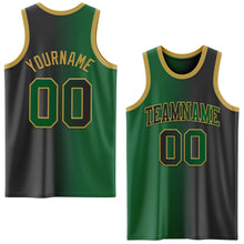 Laden Sie das Bild in den Galerie-Viewer, Custom Black Kelly Green-Old Gold Authentic Gradient Fashion Basketball Jersey