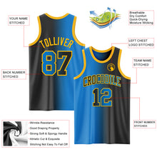 Laden Sie das Bild in den Galerie-Viewer, Custom Black Powder Blue-Gold Authentic Gradient Fashion Basketball Jersey