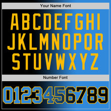 Laden Sie das Bild in den Galerie-Viewer, Custom Black Powder Blue-Gold Authentic Gradient Fashion Basketball Jersey