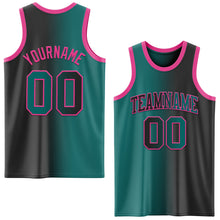 Laden Sie das Bild in den Galerie-Viewer, Custom Black Teal-Pink Authentic Gradient Fashion Basketball Jersey